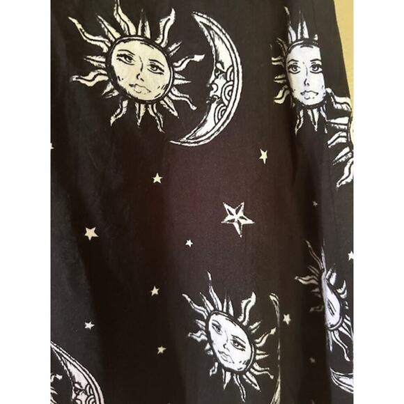 Motel XS Black Mini Skirt – Sun Moon Stars Print – Handmade – Viscose - Picture 3 of 7